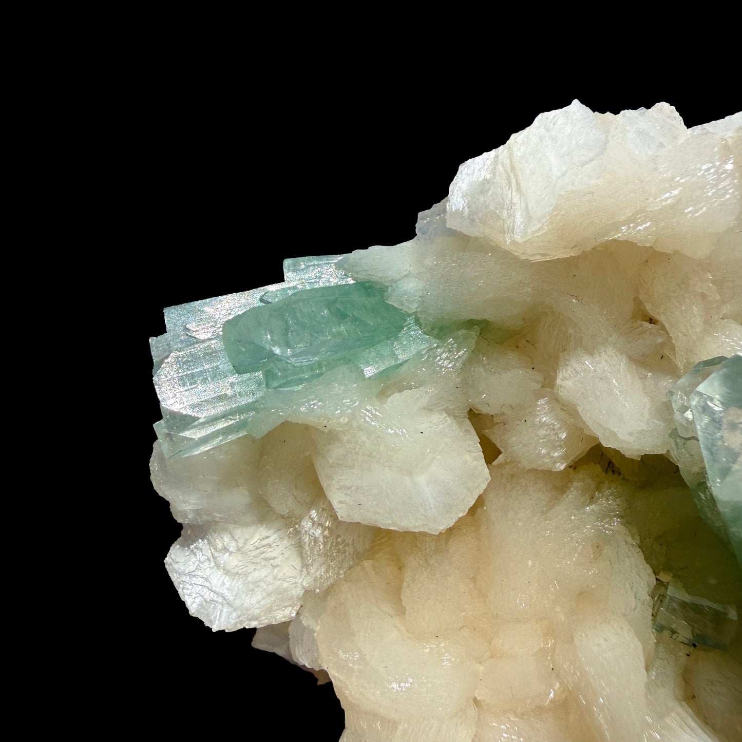 Rare Disco Ball Green Apophyllite with Stilbite Natural Mineral Specimen from Ahmednagar, Maharashtra, India DKT75 Apophylite Superb Minerals 