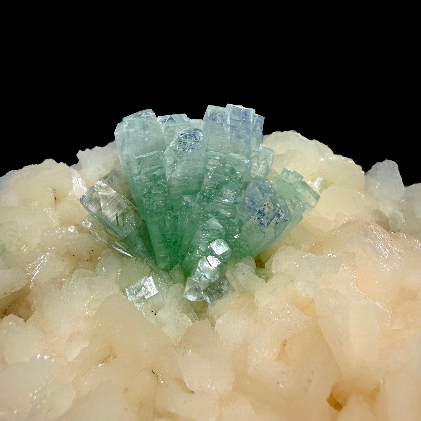 Rare Disco Ball Green Apophyllite with Stilbite Natural Mineral Specimen from Ahmednagar, Maharashtra, India DKT75 Apophylite Superb Minerals 