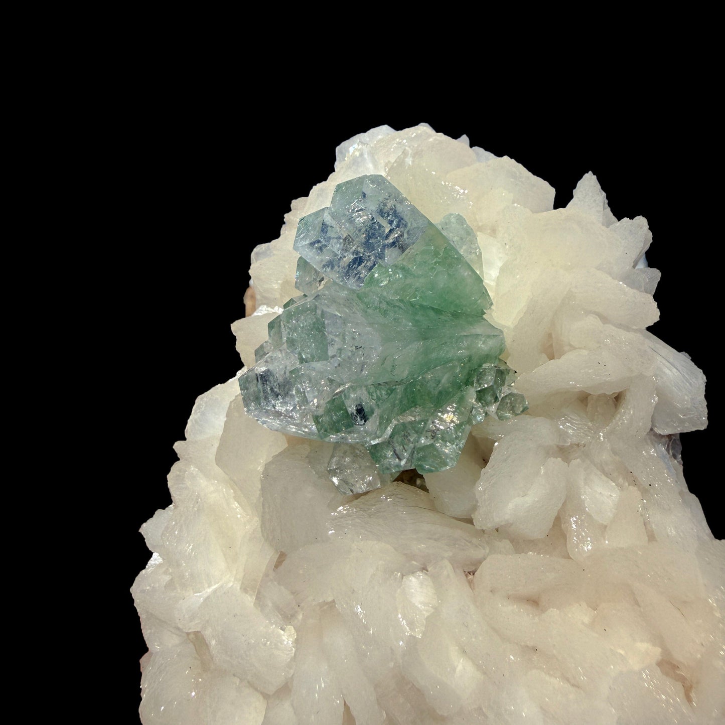 Rare Disco Ball Green Apophyllite with Stilbite – Zeolite Crystal Cluster | Ahmednagar, India # DKT70 Apophyllite Superb Minerals 