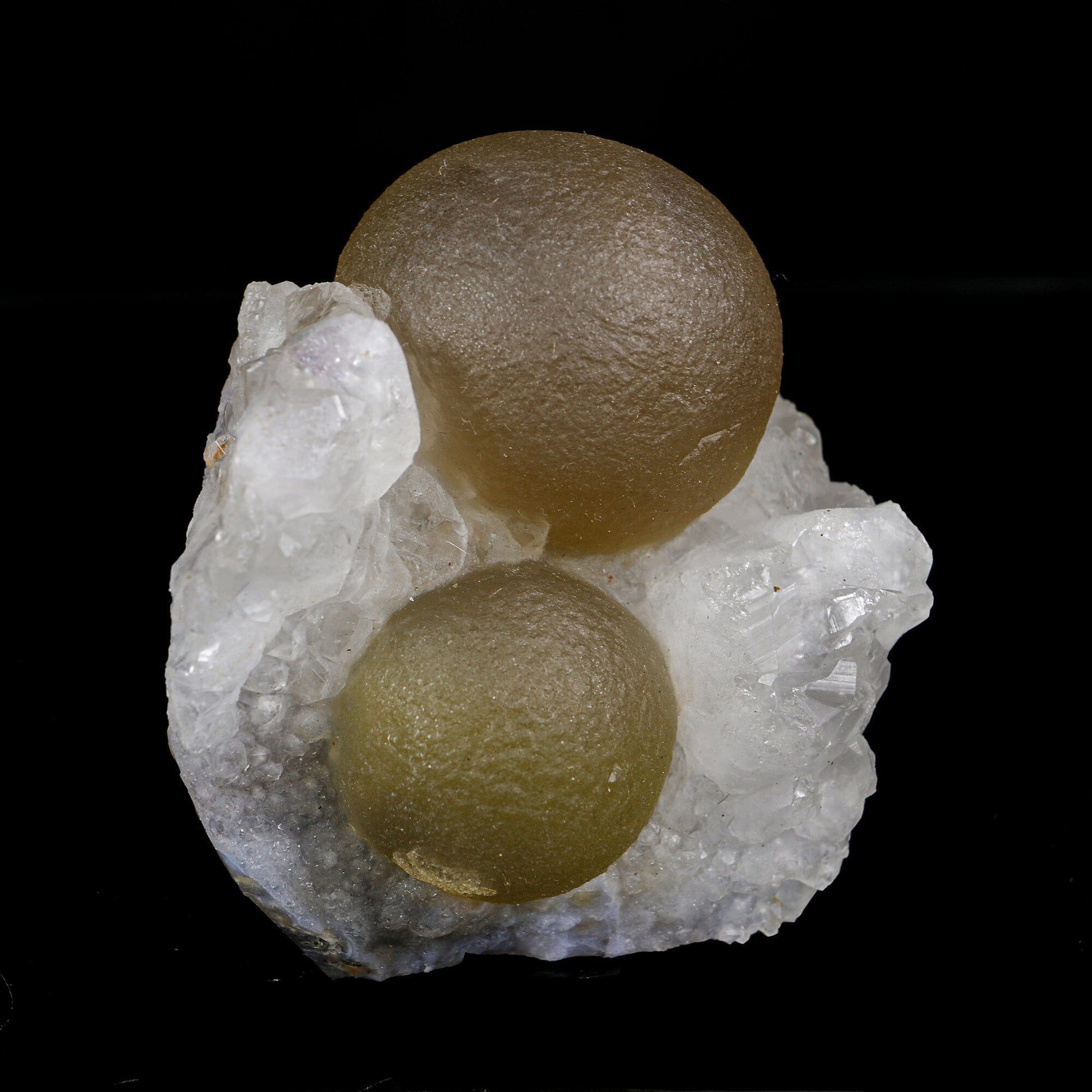 Rare Dual Yellow-Green Botryoidal Fluorite Spheres on Quartz Matrix - Collector’s Specimen from Madhya Pradesh # B 7209 Fluorite Superb Minerals 