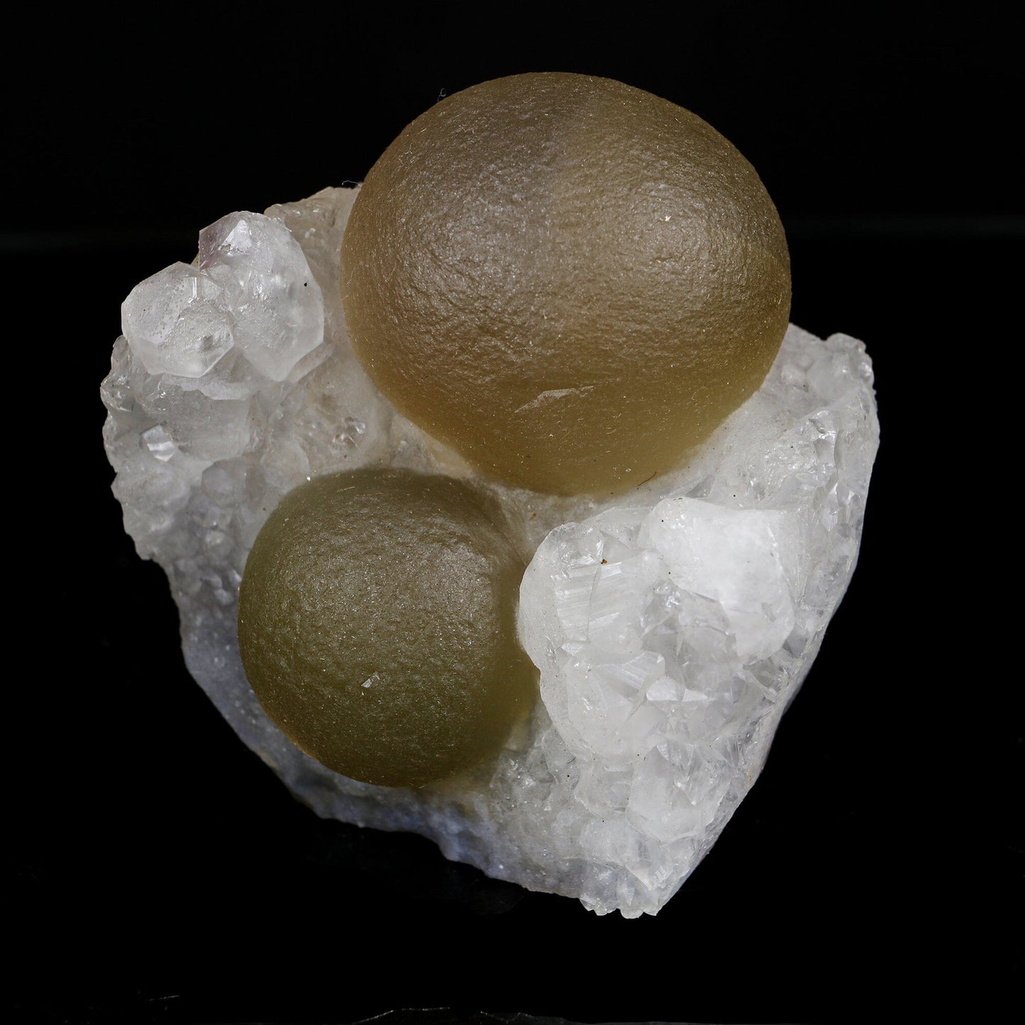 Rare Dual Yellow-Green Botryoidal Fluorite Spheres on Quartz Matrix - Collector’s Specimen from Madhya Pradesh # B 7209 Fluorite Superb Minerals 