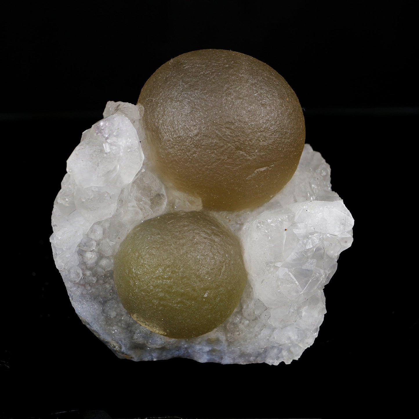 Rare Dual Yellow-Green Botryoidal Fluorite Spheres on Quartz Matrix - Collector’s Specimen from Madhya Pradesh # B 7209 Fluorite Superb Minerals 