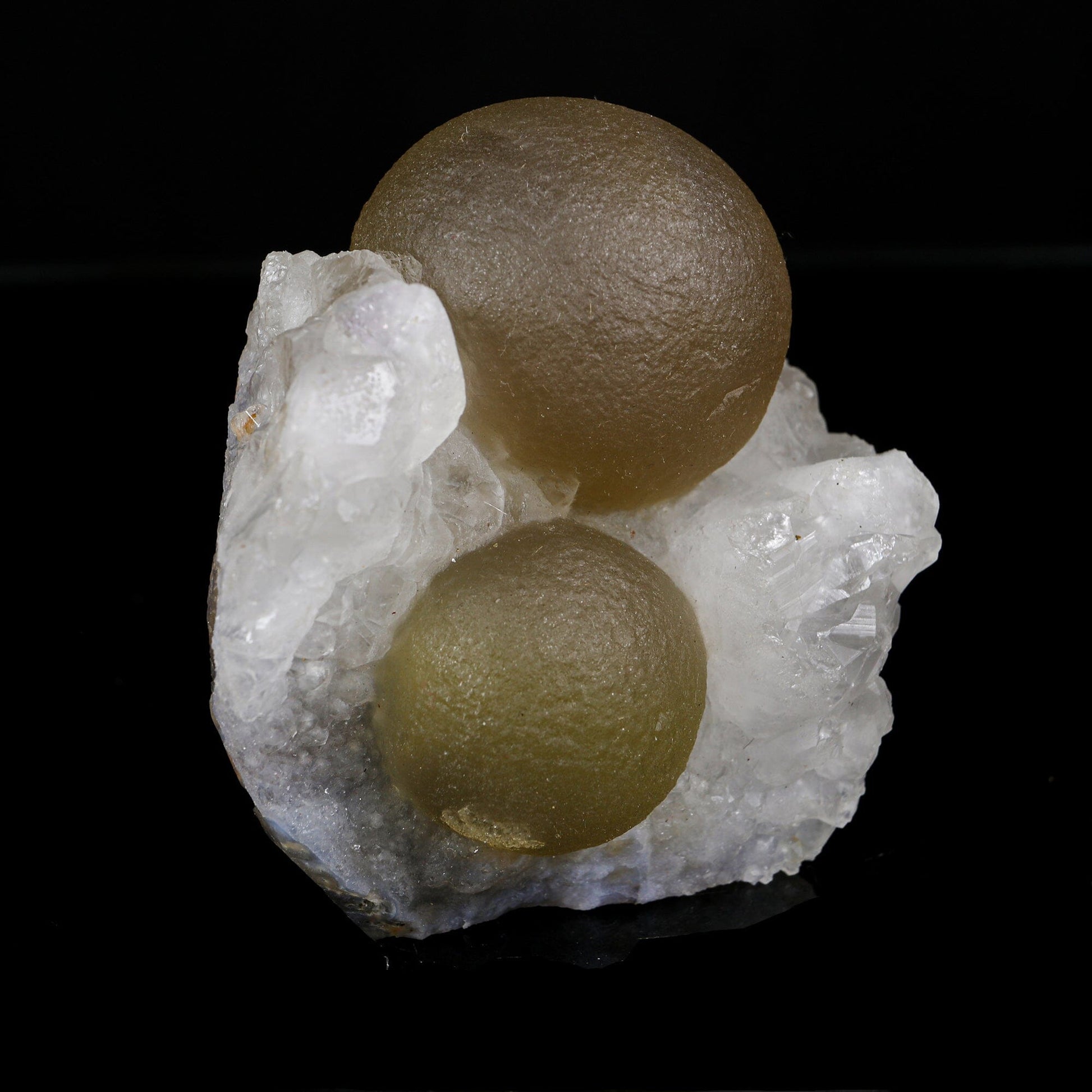 Rare Dual Yellow-Green Botryoidal Fluorite Spheres on Quartz Matrix - Collector’s Specimen from Madhya Pradesh # B 7209 Fluorite Superb Minerals 
