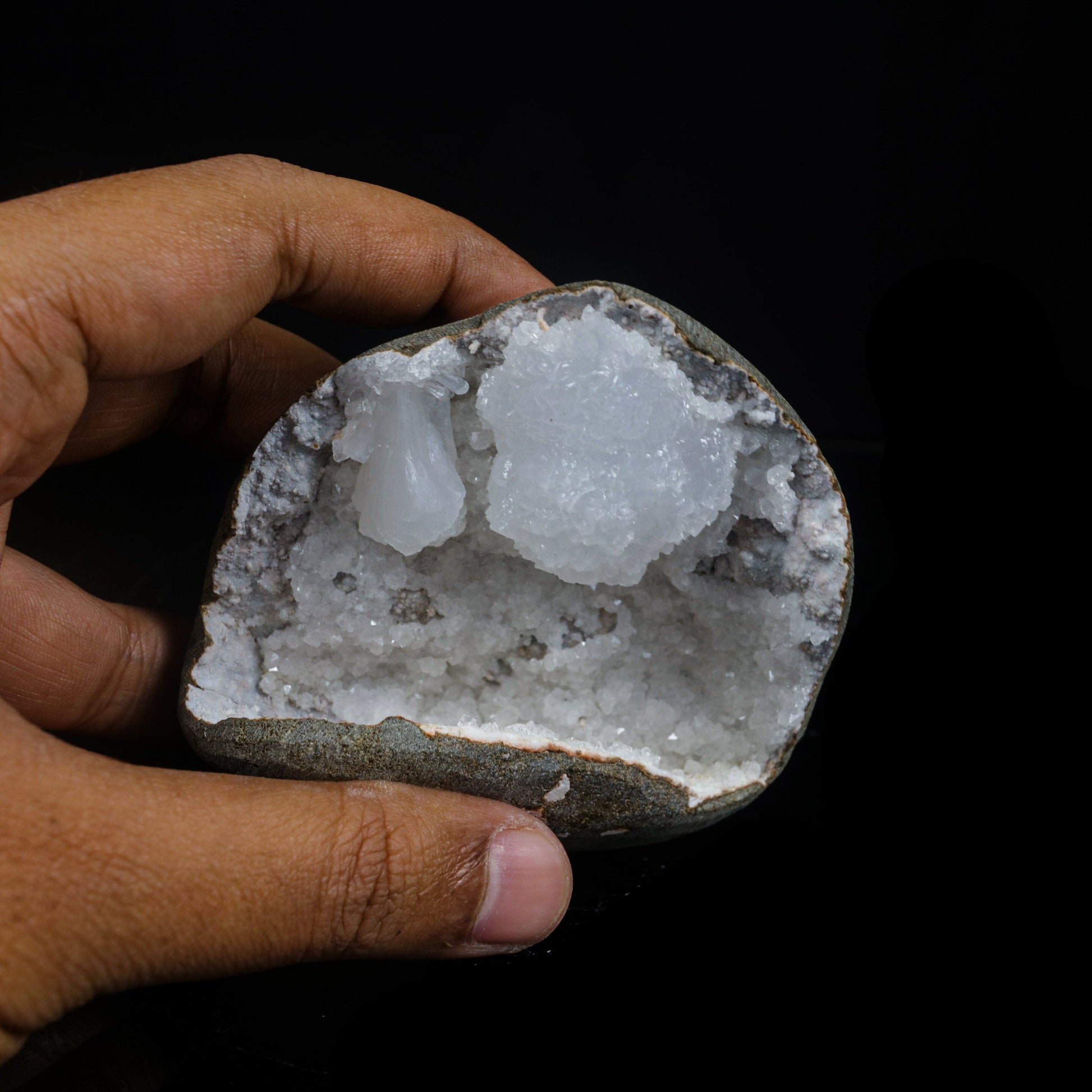 Rare Goosecreekite in Quartz Geode – Premium Indian Zeolite Mineral Specimen # B 7082 Goosecreekite Superb Minerals 
