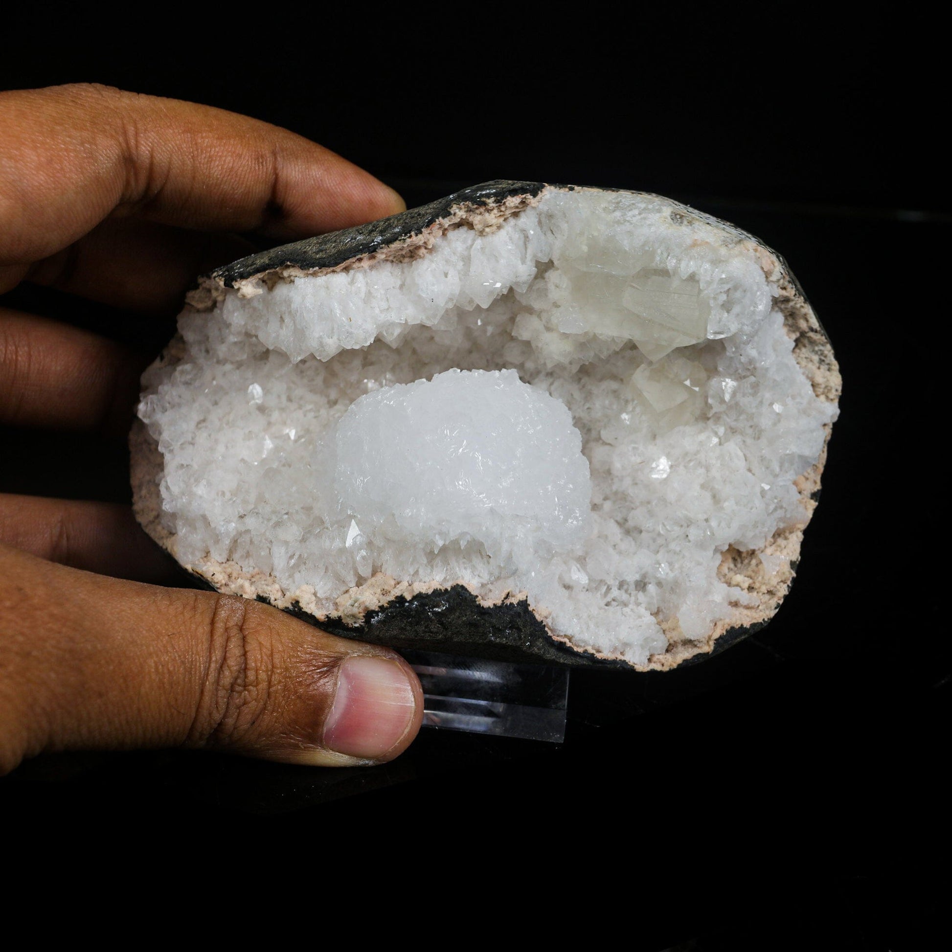 Rare Goosecreekite in Quartz Geode – Premium Indian Zeolite Mineral Specimen # B 7086 Goosecreekite Superb Minerals 