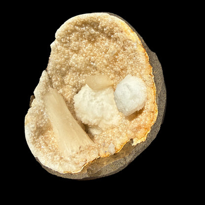 Rare Goosecreekite with Stilbite & MM Quartz Geode – Natural Indian Zeolite Mineral Specimen from Maharashtra DKT72 Goosecreekite Superb Minerals 
