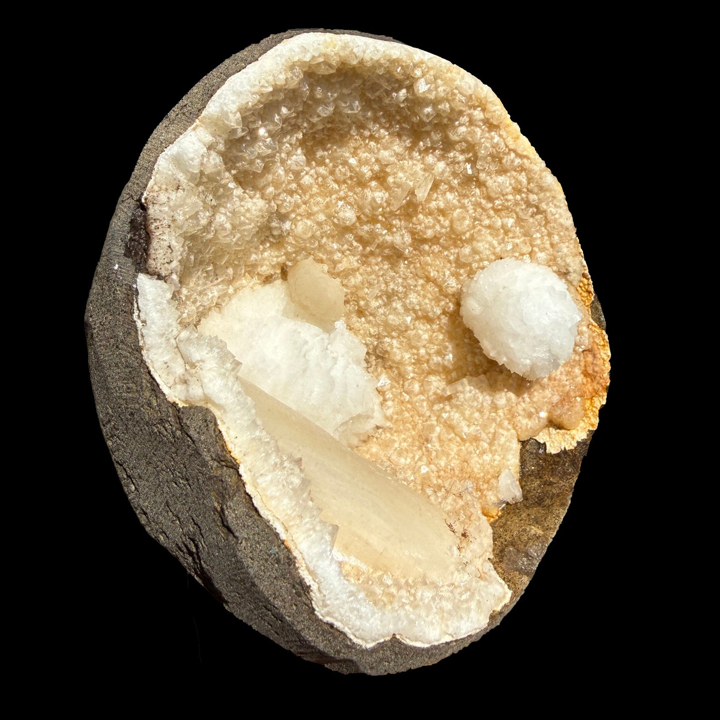 Rare Goosecreekite with Stilbite & MM Quartz Geode – Natural Indian Zeolite Mineral Specimen from Maharashtra DKT72 Goosecreekite Superb Minerals 