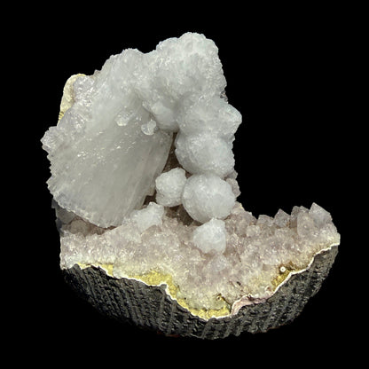 Rare Goosecreekite with White Heulandite on Amethyst Matrix – Natural Indian Zeolite Crystal Specimen from Nashik DKT71 Goosecreekite Superb Minerals 