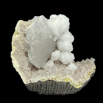 Rare Goosecreekite with White Heulandite on Amethyst Matrix – Natural Indian Zeolite Crystal Specimen from Nashik DKT71 Goosecreekite Superb Minerals 