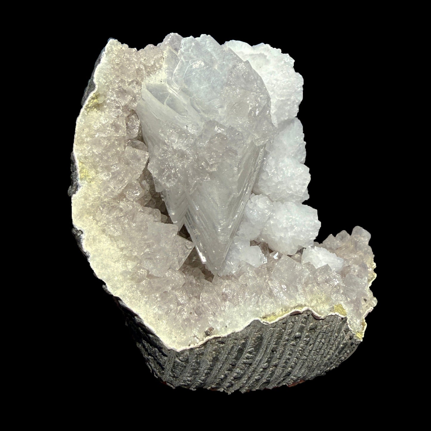Rare Goosecreekite with White Heulandite on Amethyst Matrix – Natural Indian Zeolite Crystal Specimen from Nashik DKT71 Goosecreekite Superb Minerals 