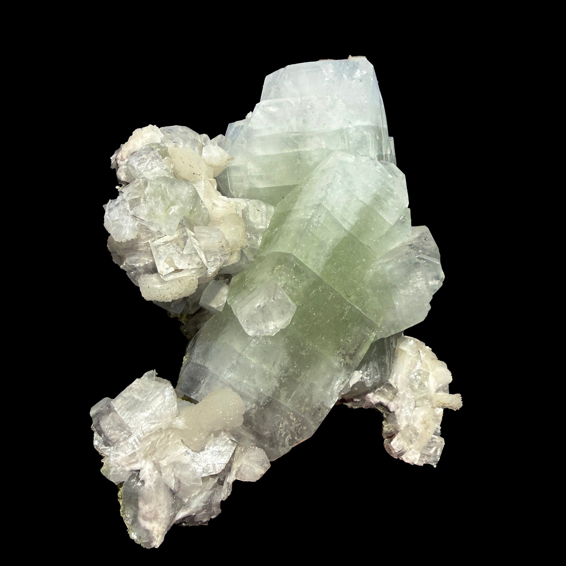 Rare Green Apophyllite with Stilbite Crystal Cluster from Nashik Maharashtra India | Natural Zeolite Mineral Specimen # DKT78 Apohyllite Superb Minerals 