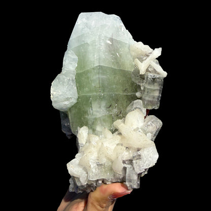 Rare Green Apophyllite with Stilbite Crystal Cluster from Nashik Maharashtra India | Natural Zeolite Mineral Specimen # DKT78 Apohyllite Superb Minerals 