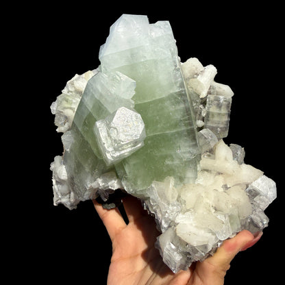 Rare Green Apophyllite with Stilbite Crystal Cluster from Nashik Maharashtra India | Natural Zeolite Mineral Specimen # DKT78 Apohyllite Superb Minerals 