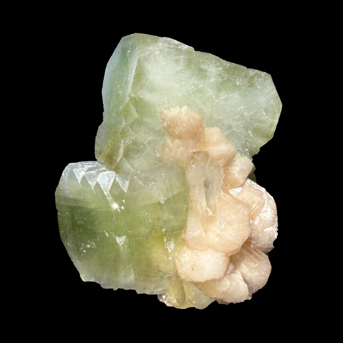 Rare Green Apophyllite with Stilbite from Nashik Maharashtra India | Natural Zeolite Mineral Specimen # DKT83 Apohyllite Superb Minerals 