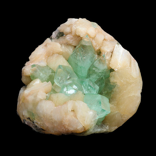 Rare Green Apophyllite with Stilbite Natural Mineral Specimen #TC24-21 Apophyllite Superb Minerals 