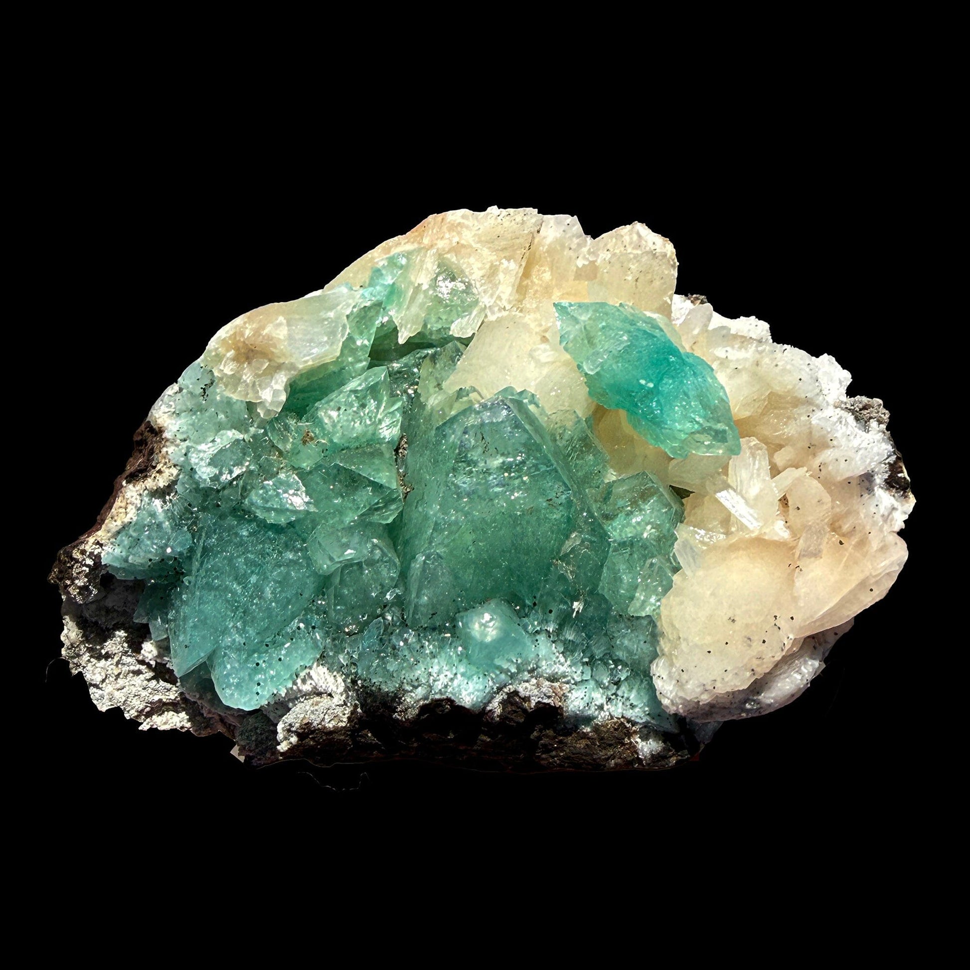 Rare Green Apophyllite with Stilbite on Zeolite Matrix – Natural Indian Collector Mineral Specimen | Premium Display Crystal | Ahmednagar, India # DKT31 Apophyllite Superb Minerals 