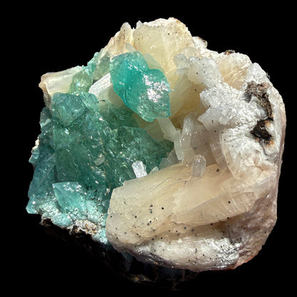 Rare Green Apophyllite with Stilbite on Zeolite Matrix – Natural Indian Collector Mineral Specimen | Premium Display Crystal | Ahmednagar, India # DKT31 Apophyllite Superb Minerals 
