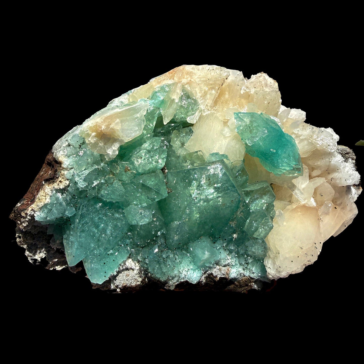 Rare Green Apophyllite with Stilbite on Zeolite Matrix – Natural Indian Collector Mineral Specimen | Premium Display Crystal | Ahmednagar, India # DKT31 Apophyllite Superb Minerals 