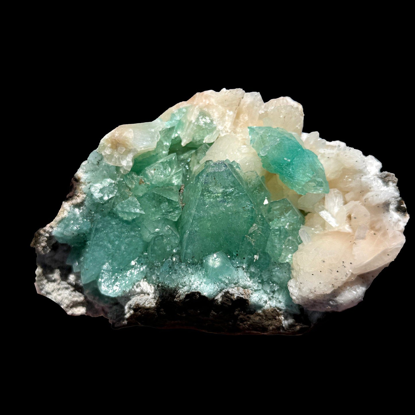 Rare Green Apophyllite with Stilbite on Zeolite Matrix – Natural Indian Collector Mineral Specimen | Premium Display Crystal | Ahmednagar, India # DKT31 Apophyllite Superb Minerals 