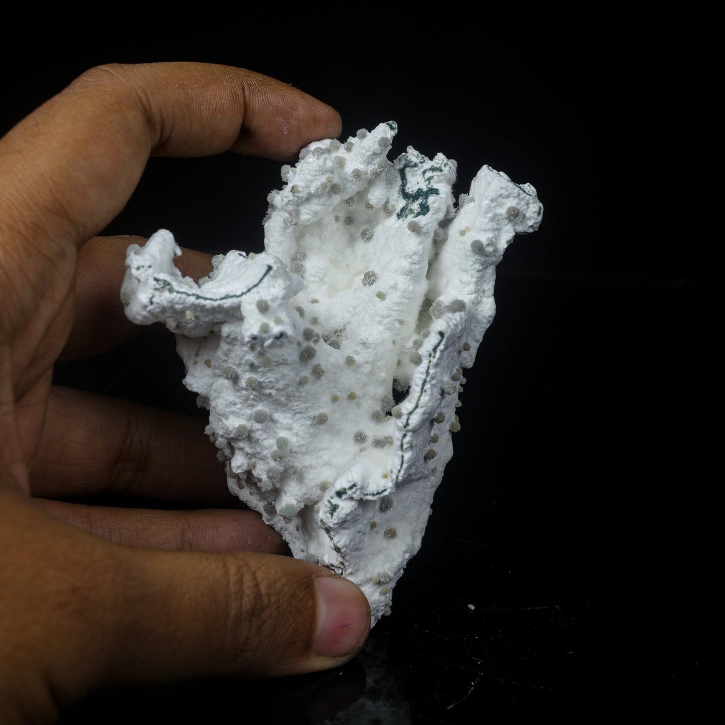 Rare Green Chalcedony on Okenite – Fibrous Indian Zeolite Mineral Specimen # B 7111 Okenite Superb Minerals 