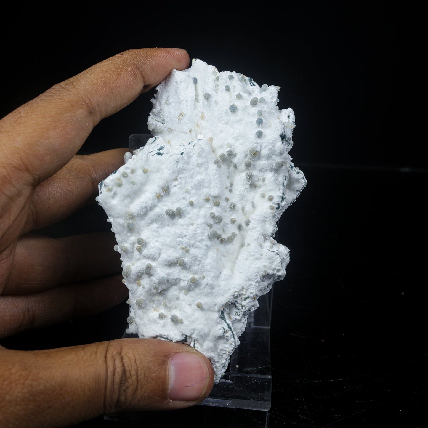 Rare Green Chalcedony on Okenite – Fibrous Indian Zeolite Mineral Specimen # B 7114 Okenite Superb Minerals 