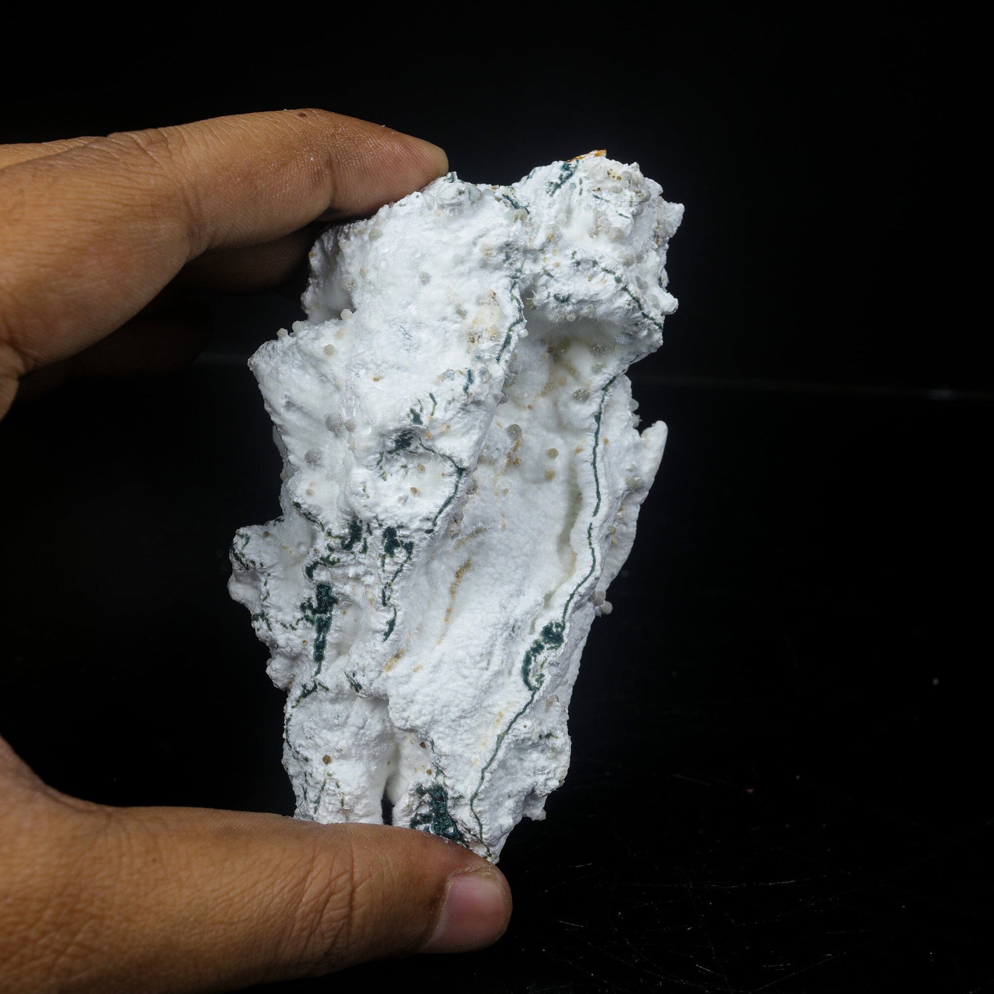 Rare Green Chalcedony on Okenite – Fibrous Indian Zeolite Mineral Specimen # B 7114 Okenite Superb Minerals 