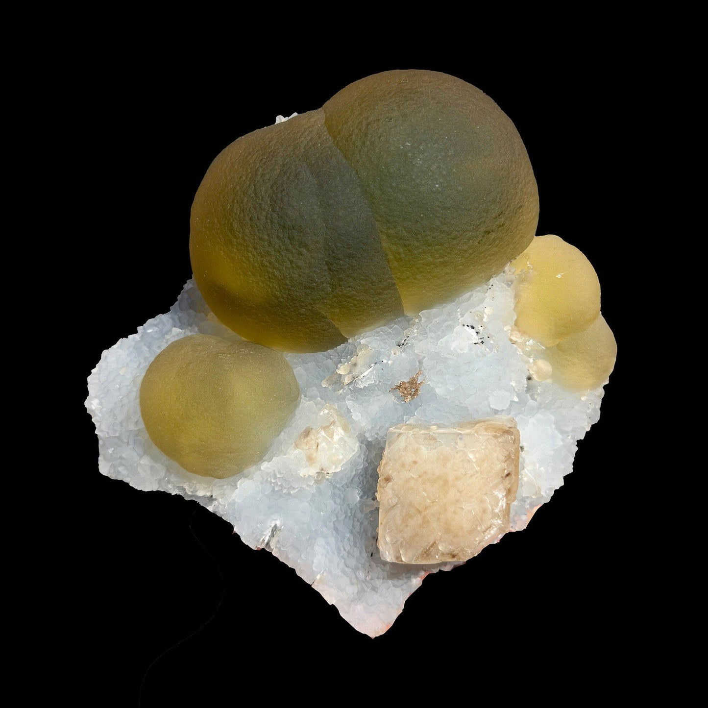 Rare Green Fluorite with Calcite on Sky Blue Chalcedony Fine Mineral Specimen – Large Display Collector Crystal from India # DKT14 Fluorite Superb Minerals 