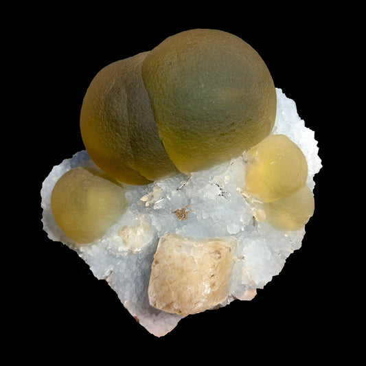 Rare Green Fluorite with Calcite on Sky Blue Chalcedony Fine Mineral Specimen – Large Display Collector Crystal from India # DKT14 Fluorite Superb Minerals 