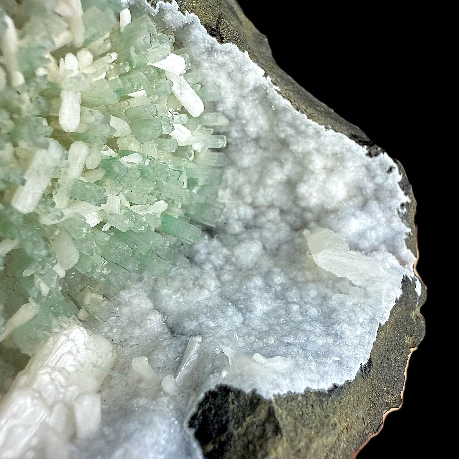 RARE Green Natrolite with Stilbite on Chalcedony | SELF STANDING | Indian Mineral | Superb Minerals | Rare Minerals | Collectors Piece Natrolite Superb Minerals 