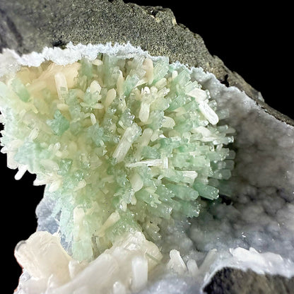 RARE Green Natrolite with Stilbite on Chalcedony | SELF STANDING | Indian Mineral | Superb Minerals | Rare Minerals | Collectors Piece Natrolite Superb Minerals 