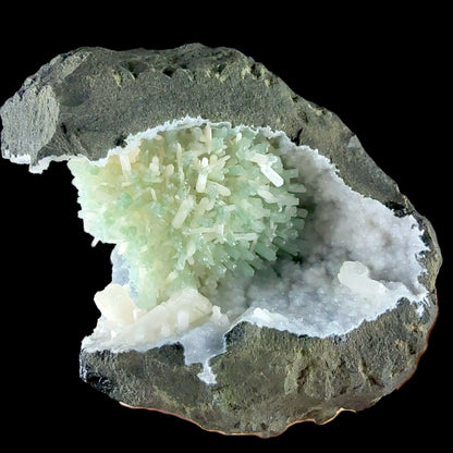 RARE Green Natrolite with Stilbite on Chalcedony | SELF STANDING | Indian Mineral | Superb Minerals | Rare Minerals | Collectors Piece Natrolite Superb Minerals 