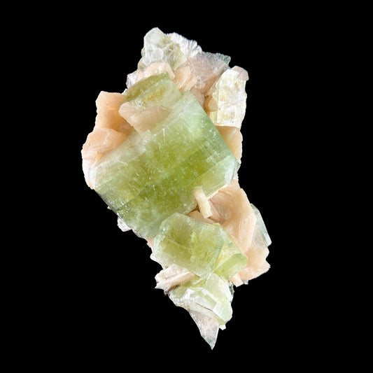 Rare Indian Green Apophyllite Stilbite Crystal Cluster – Natural Zeolite Mineral Specimen from Nashik, India # DKT7 Apohyllite Superb Minerals 