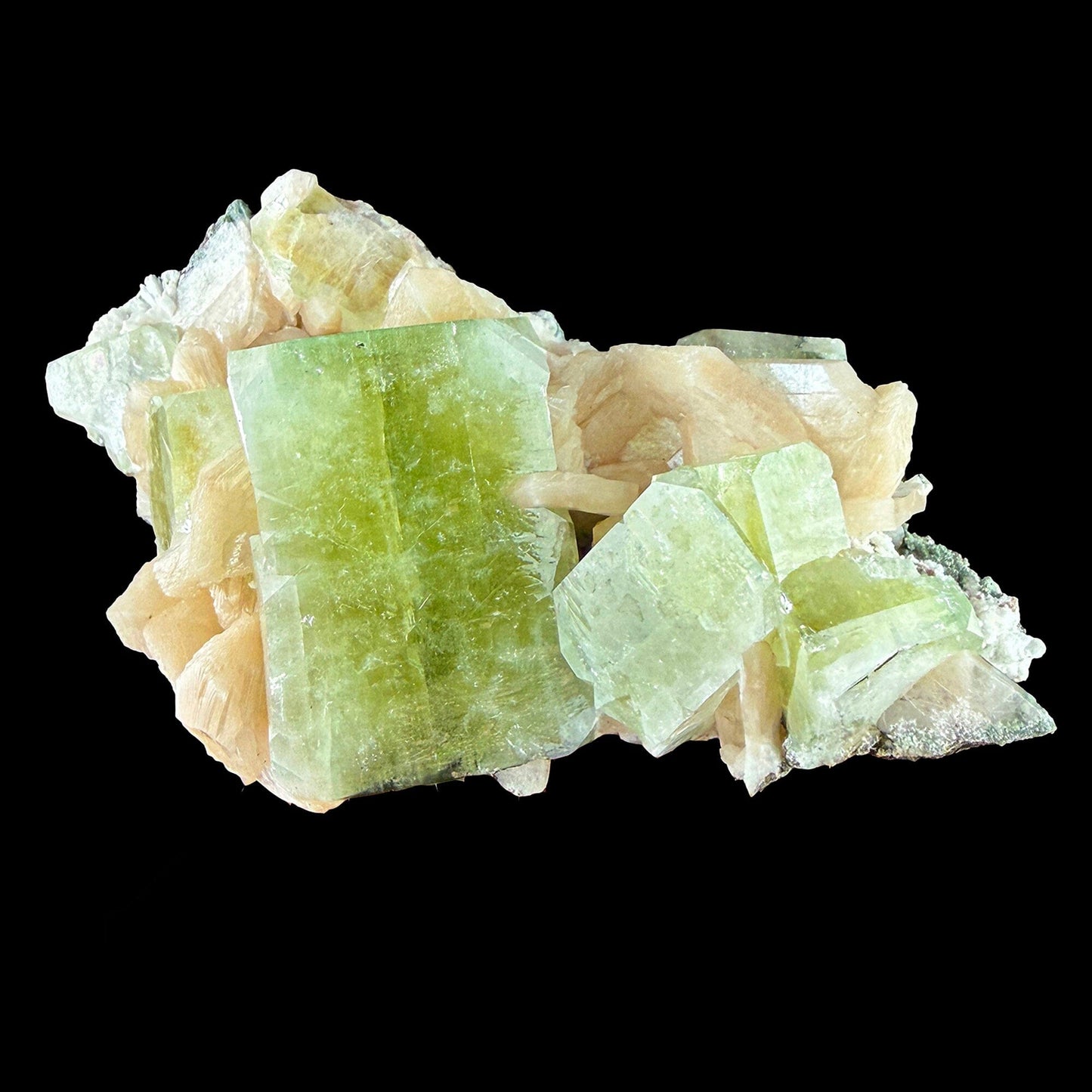 Rare Indian Green Apophyllite Stilbite Crystal Cluster – Natural Zeolite Mineral Specimen from Nashik, India # DKT7 Apohyllite Superb Minerals 