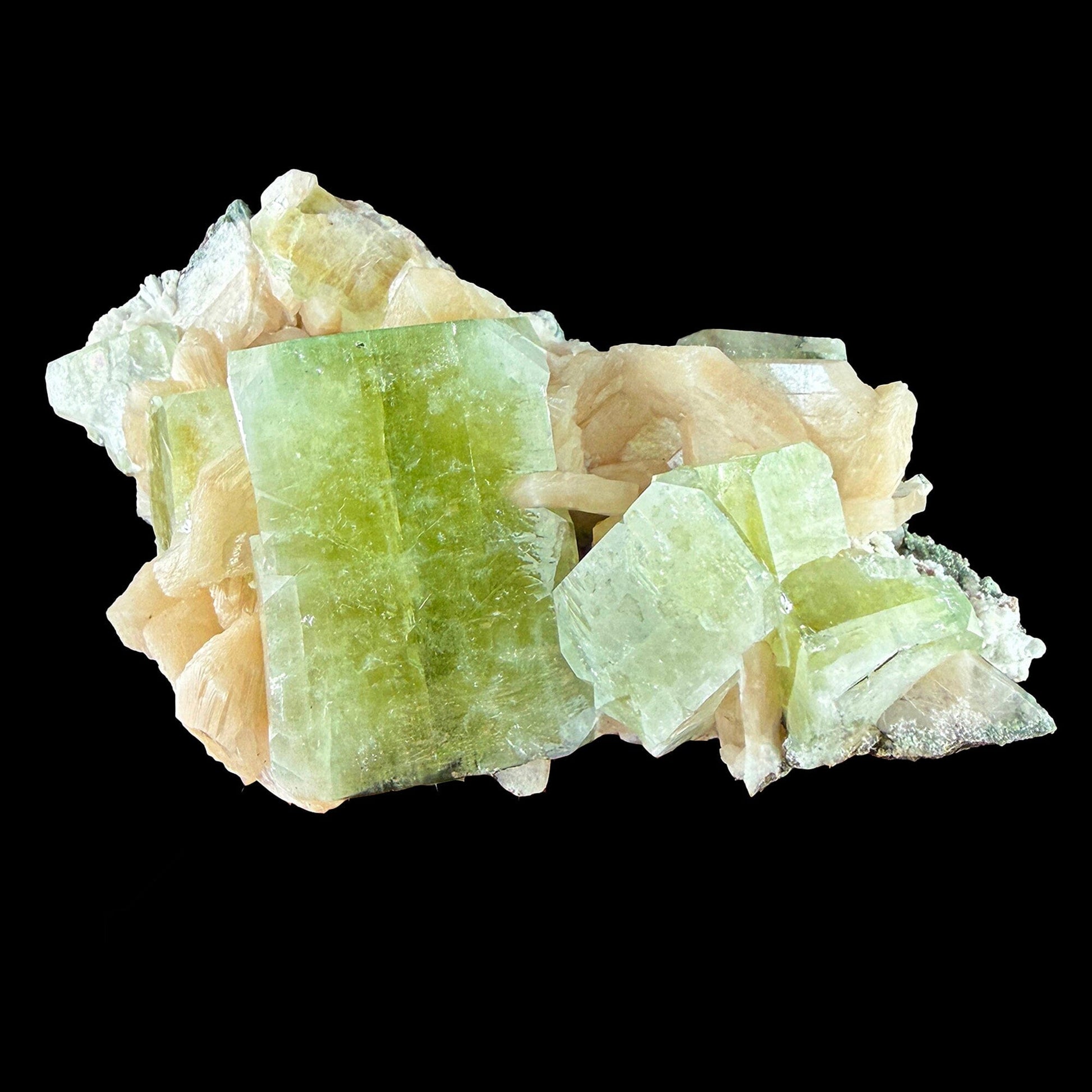 Rare Indian Green Apophyllite Stilbite Crystal Cluster – Natural Zeolite Mineral Specimen from Nashik, India # DKT7 Apohyllite Superb Minerals 