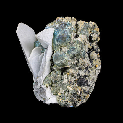 Rare Iridescent Pyrite with Calcite , Babingtonite – UV Reactive Collector Display Mineral Specimen from Mumbai # B 7163 Pyrite Superb Minerals 