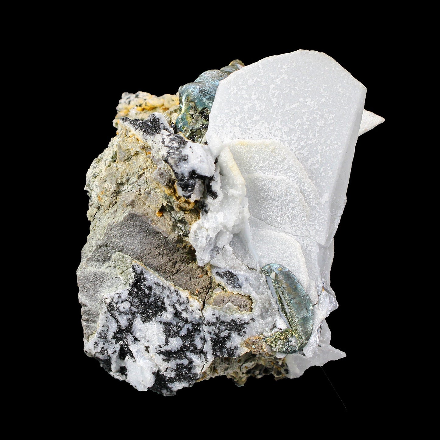 Rare Iridescent Pyrite with Calcite , Babingtonite – UV Reactive Collector Display Mineral Specimen from Mumbai # B 7163 Pyrite Superb Minerals 