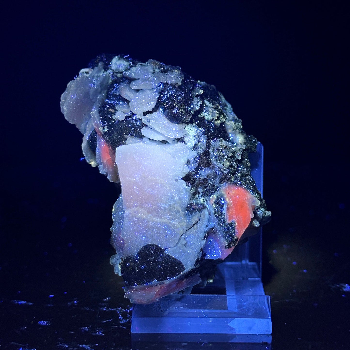 Rare Iridescent Pyrite with Calcite , Babingtonite – UV Reactive Collector Display Mineral Specimen from Mumbai # B 7166 Pyrite Superb Minerals 