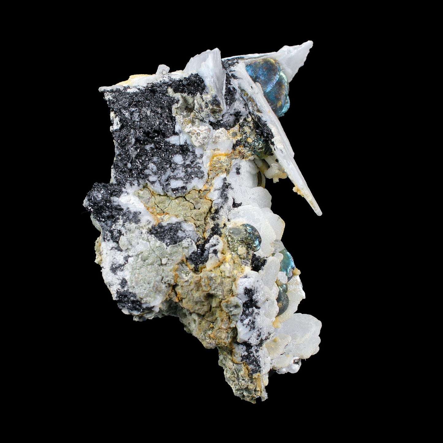 Rare Iridescent Pyrite with Calcite , Babingtonite – UV Reactive Collector Display Mineral Specimen from Mumbai # B 7166 Pyrite Superb Minerals 