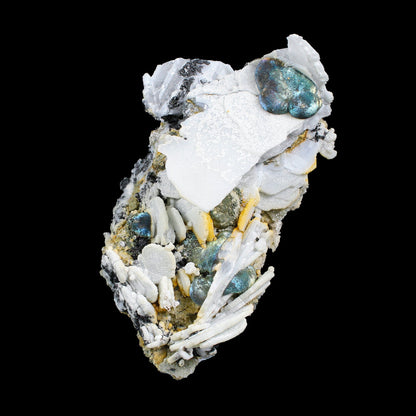 Rare Iridescent Pyrite with Calcite , Babingtonite – UV Reactive Collector Display Mineral Specimen from Mumbai # B 7166 Pyrite Superb Minerals 