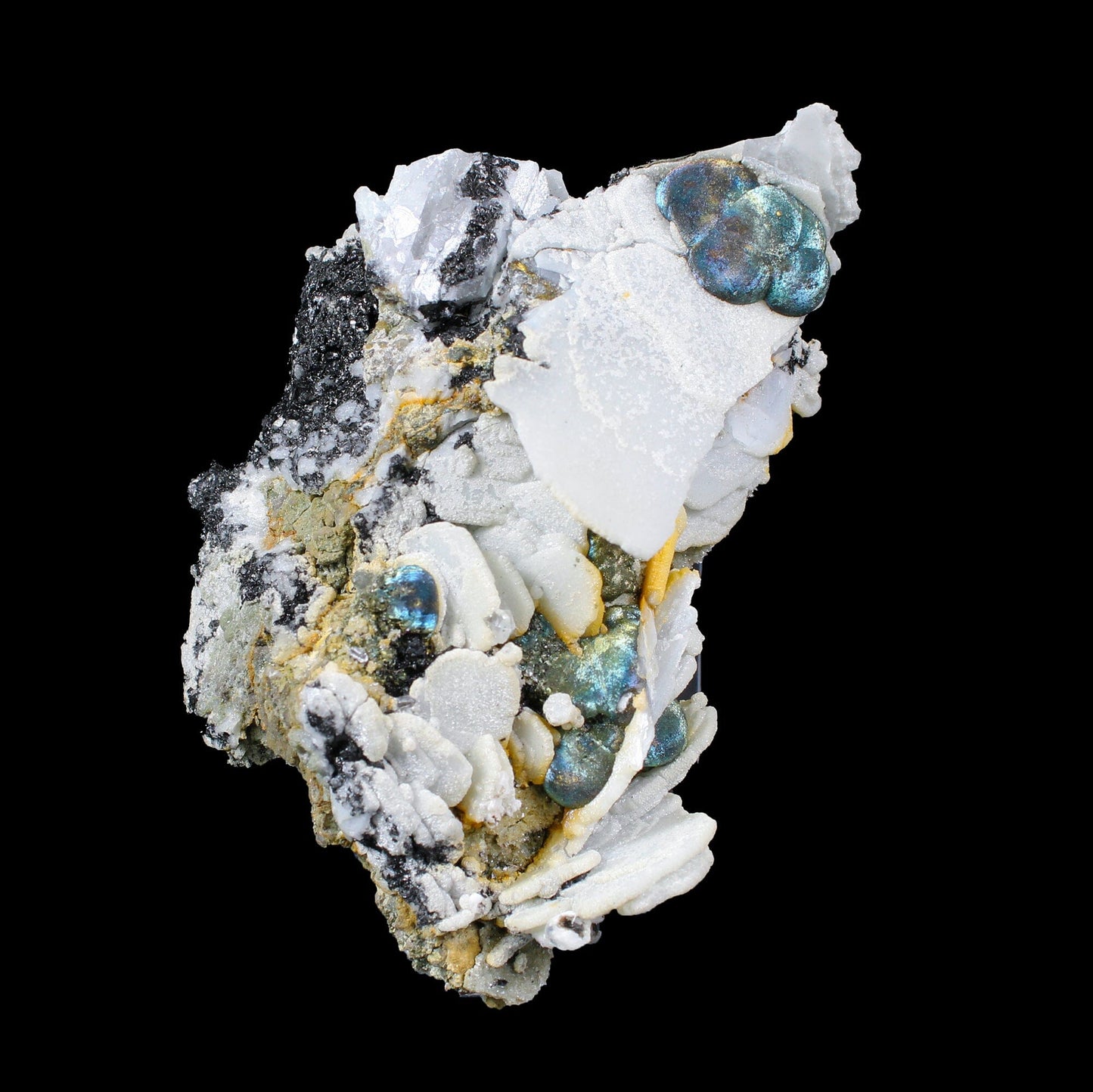 Rare Iridescent Pyrite with Calcite , Babingtonite – UV Reactive Collector Display Mineral Specimen from Mumbai # B 7166 Pyrite Superb Minerals 