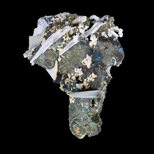 Rare Iridescent Pyrite with Calcite on Matrix – UV Reactive Collector Display Mineral Specimen from Mumbai # B 7161 Pyrite Superb Minerals 