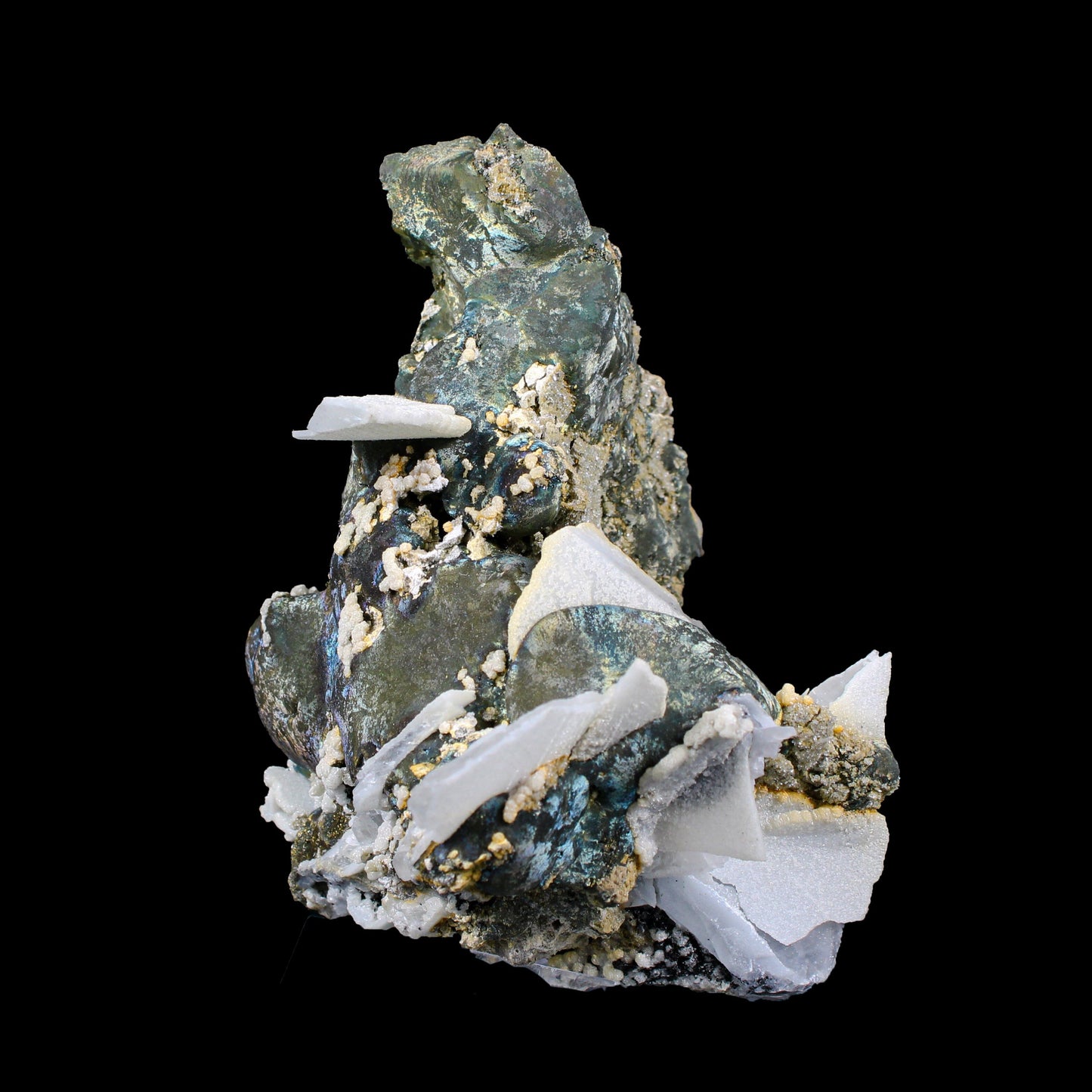 Rare Iridescent Pyrite with Calcite on Matrix – UV Reactive Collector Display Mineral Specimen from Mumbai # B 7161 Pyrite Superb Minerals 
