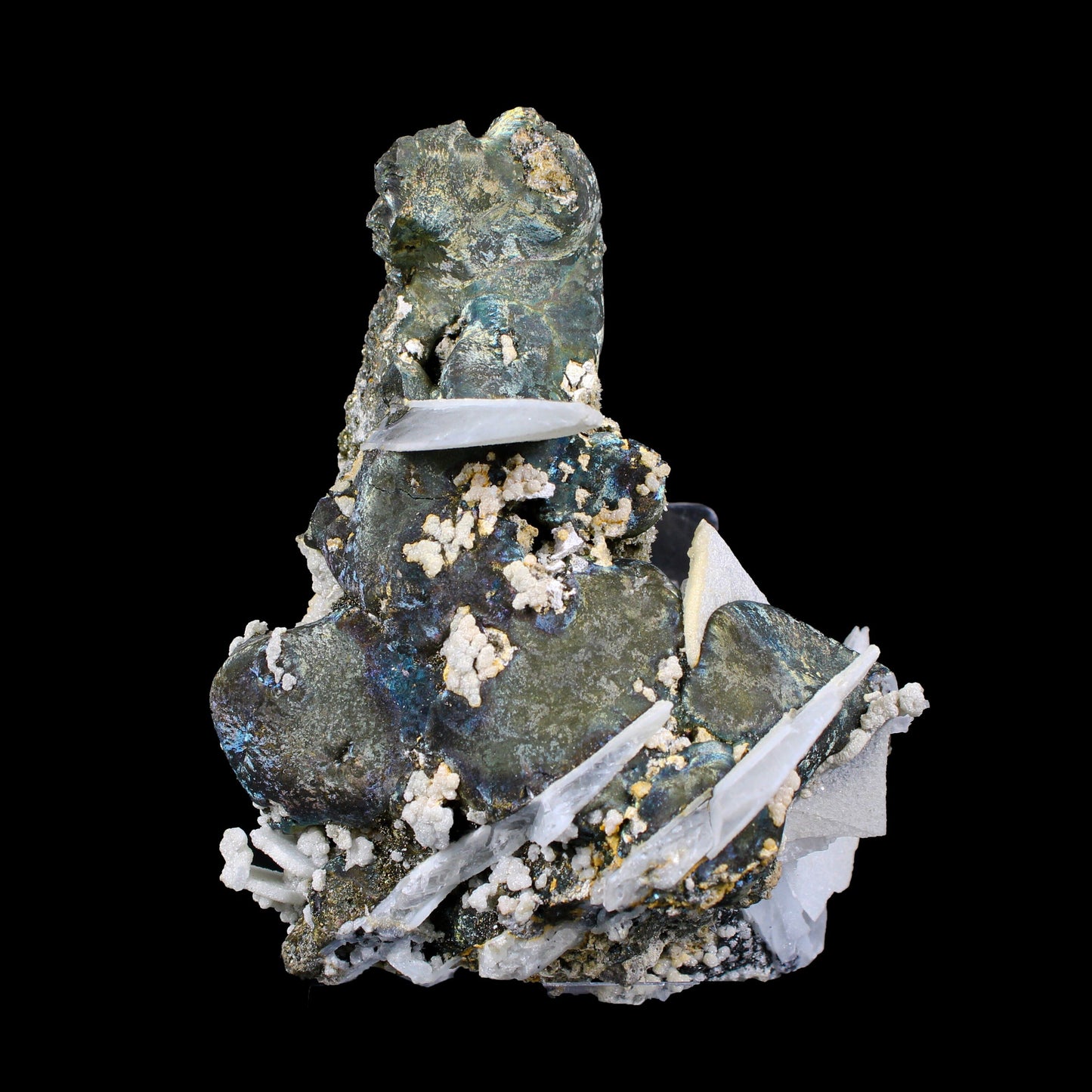 Rare Iridescent Pyrite with Calcite on Matrix – UV Reactive Collector Display Mineral Specimen from Mumbai # B 7161 Pyrite Superb Minerals 