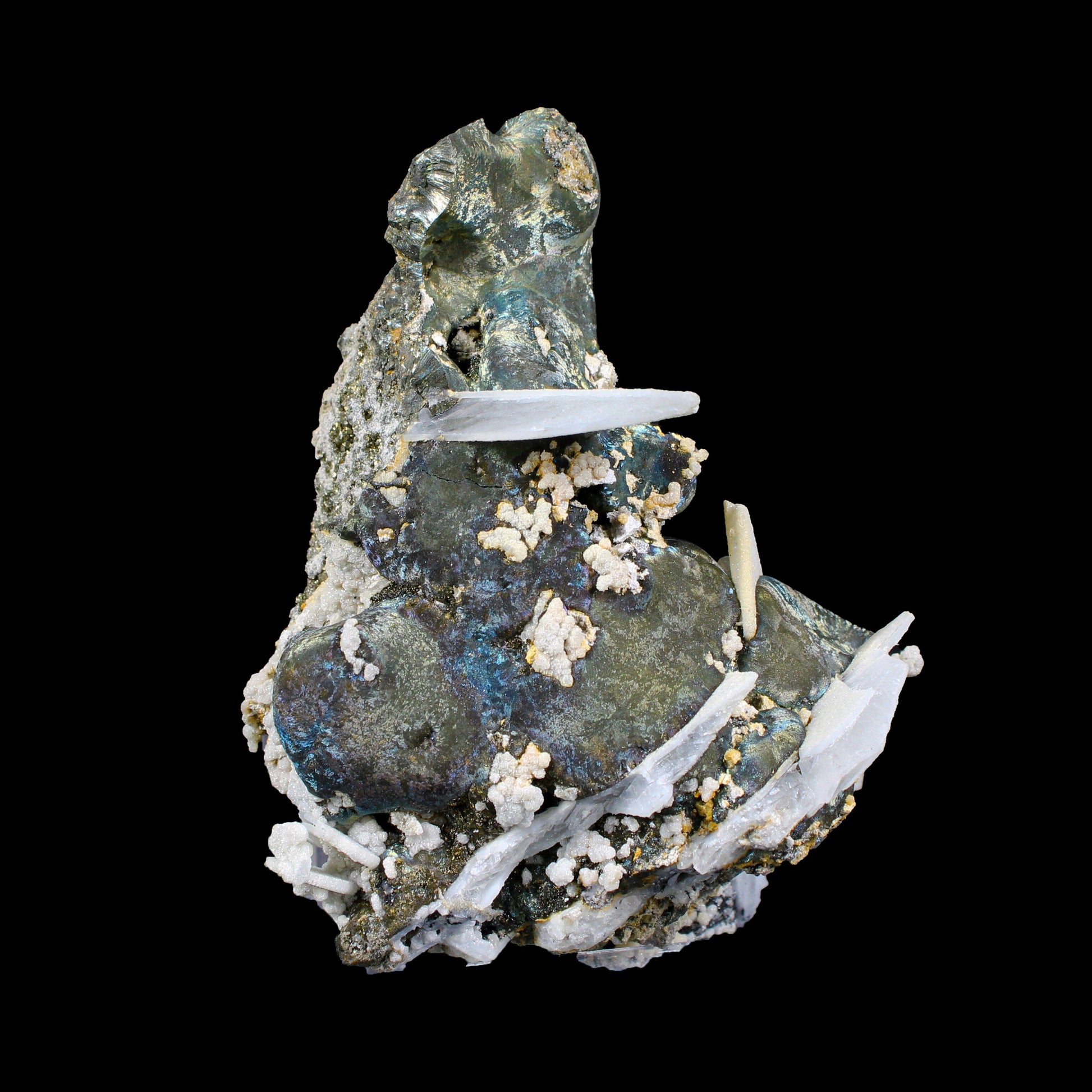 Rare Iridescent Pyrite with Calcite on Matrix – UV Reactive Collector Display Mineral Specimen from Mumbai # B 7161 Pyrite Superb Minerals 