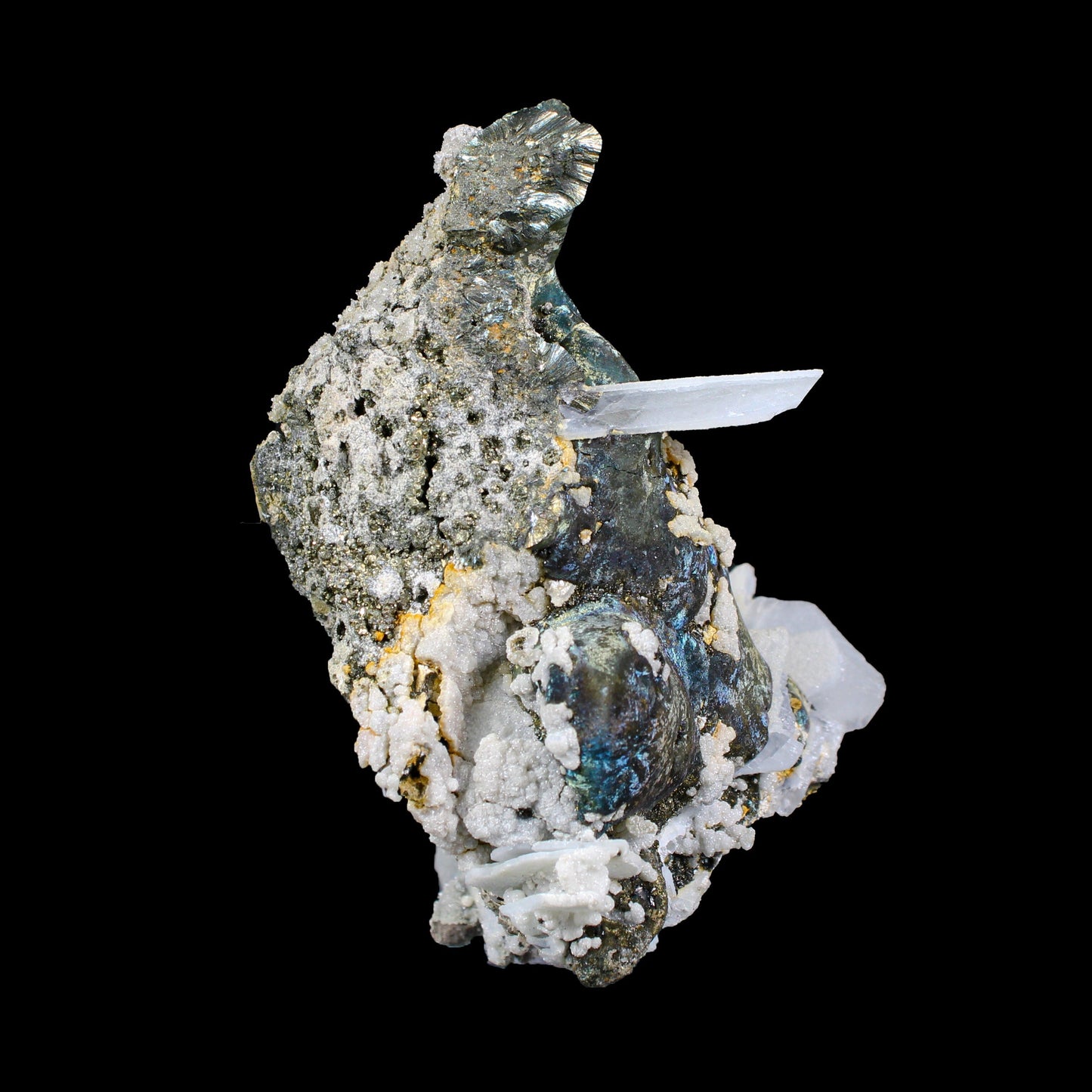 Rare Iridescent Pyrite with Calcite on Matrix – UV Reactive Collector Display Mineral Specimen from Mumbai # B 7161 Pyrite Superb Minerals 