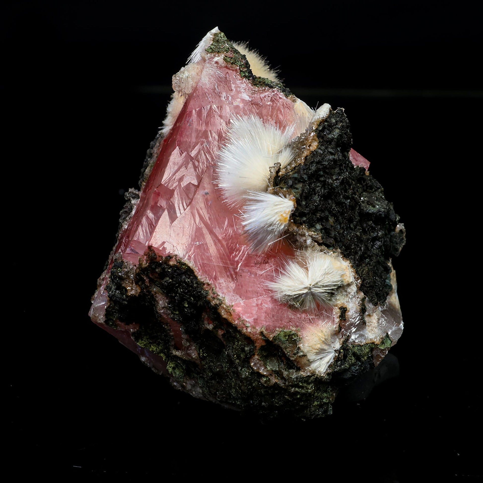 Rare Moldy Raspberry Calcite with Mesolite Natural Mineral Specimen. # GG8 Calcite Superb Minerals 