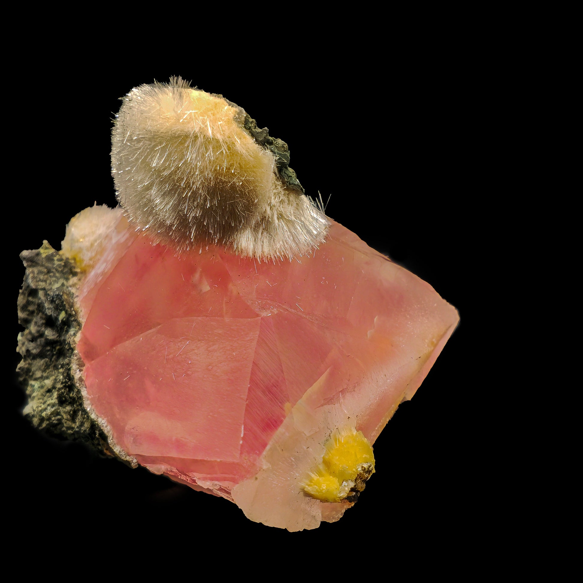 Rare Moldy Raspberry Calcite with Mesolite Natural Mineral Specimen.  # GG8