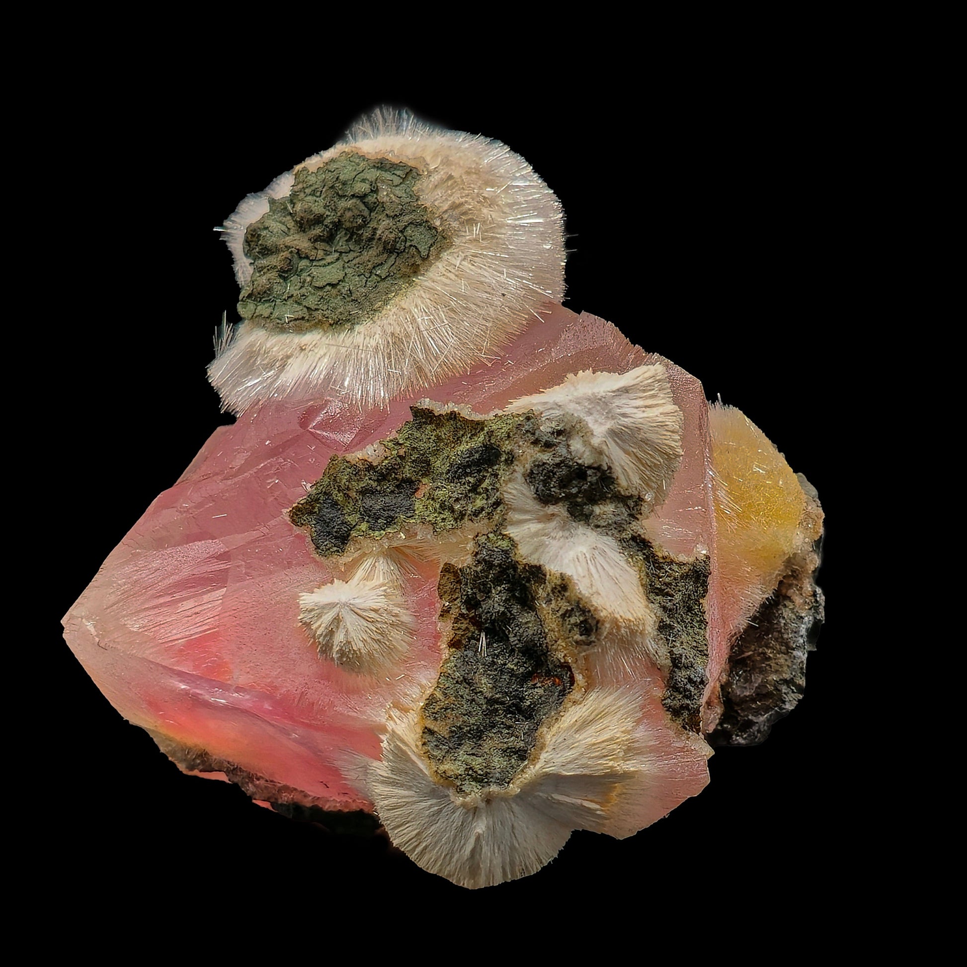Rare Moldy Raspberry Calcite with Mesolite Natural Mineral Specimen.  # GG8