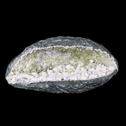Rare Okenite Puffballs with Quartz & Chalcedony in Large Geode – Old School Mumbai, Natural Mineral Specimen# B 7175 Okenite Superb Minerals 