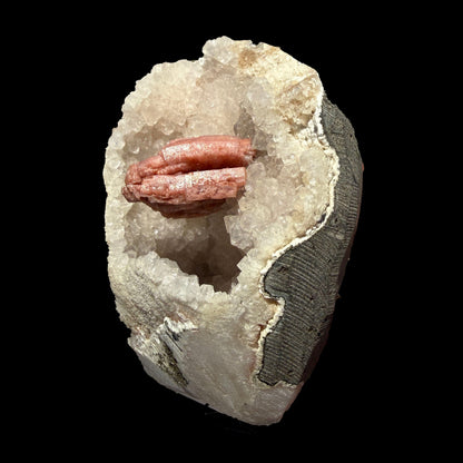 Rare Red Epistilbite on Quartz Vug - Indian Zeolite Crystal Specimen from Nashik # B DKT139 Epi-Stilbite Superb Minerals 